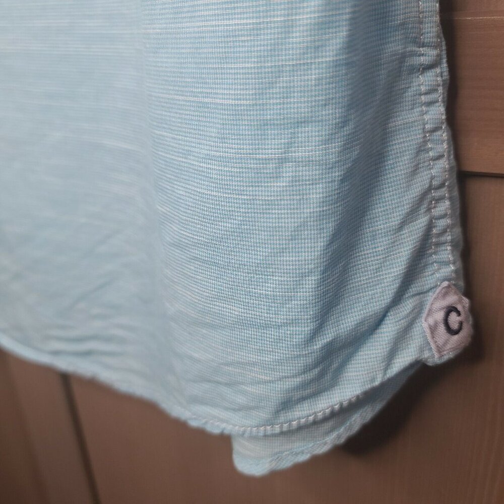 Cremieux Shirt Large Mens Light Blue Houndstooth Button Up Short Sleeve Cotton - Picture 5 of 12